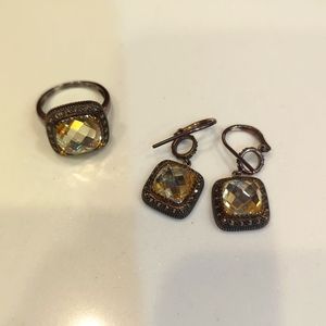 MARC STERLING SILVER AND 14 KARAT YELLOW GOLD SET WITH SWAROVSKI MARCASITE